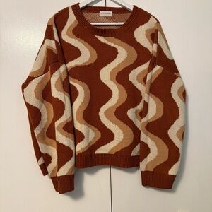 Pink and Cream Wave Pattern Sweater